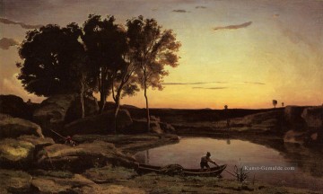  AP Galerie - Abend Landschaft aka The Ferryman Abend plein air Romantik Jean Baptiste Camille Corot